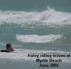 Haley Riding Waves at Myrtle Beach