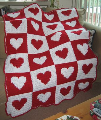 Heart Crocheted Afghan made by Christina Terzian