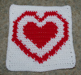 Row Count Heart in a Heart Afghan Square Free Crochet Pattern